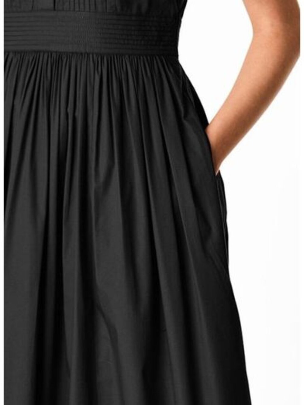 eshakti Black Pintuck Pleat Bib-Front Poplin Dress - Picture 7 of 16